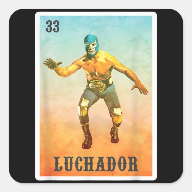 Pegatina Cuadrada El luchador lucha libre - México Luchador (Anverso)