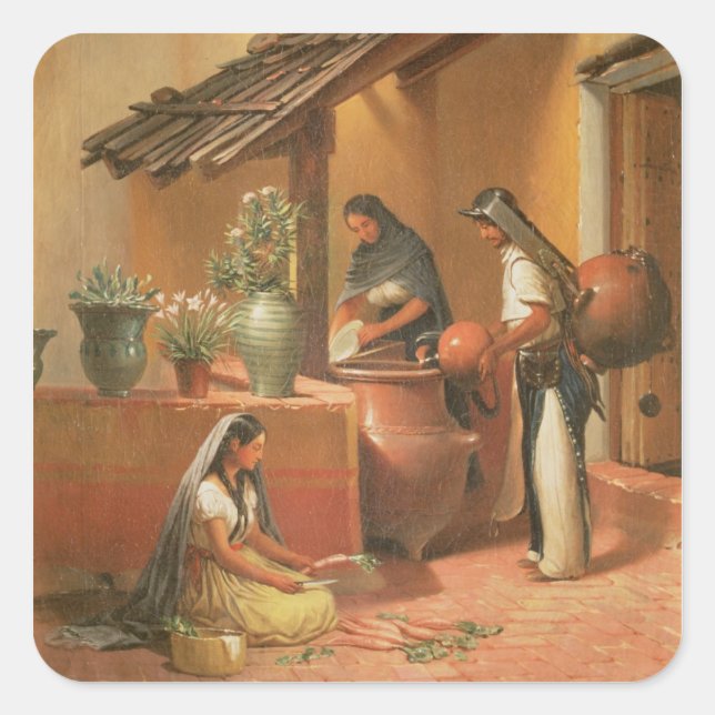 Pegatina Cuadrada El lugar acuático (Tortugo) (Anverso)