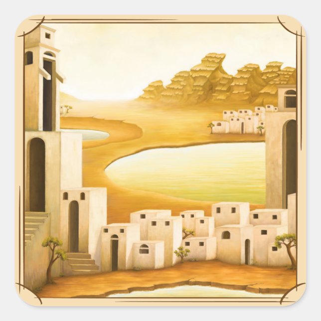 Pegatina Cuadrada "El lugar" - Pintura del Medio Oriente/Oriente del (Anverso)
