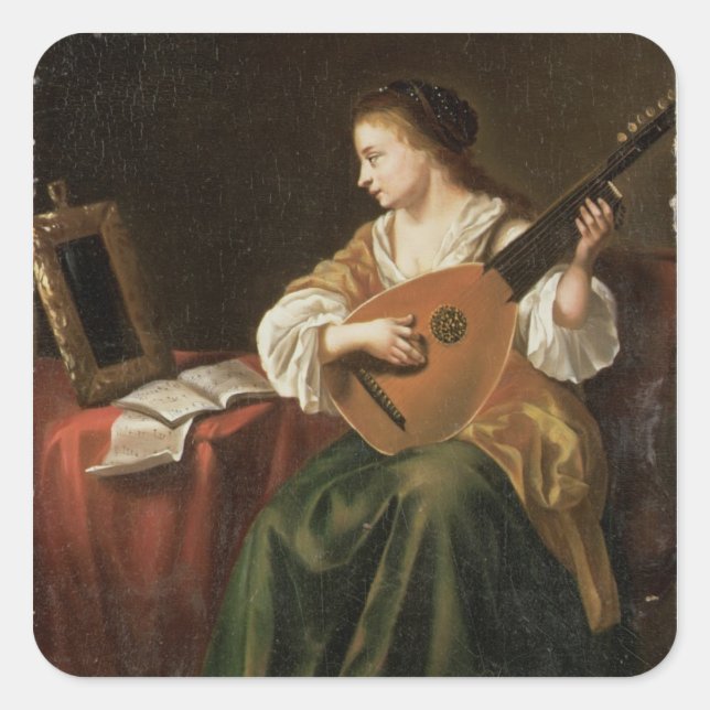 Pegatina Cuadrada El Lute Player (aceite en el panel) (Anverso)
