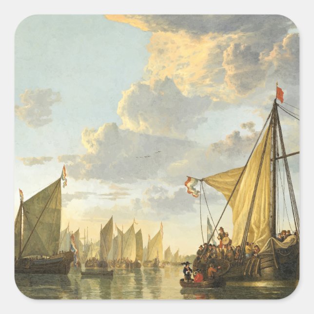 Pegatina Cuadrada El Maas en Dordrecht (Anverso)