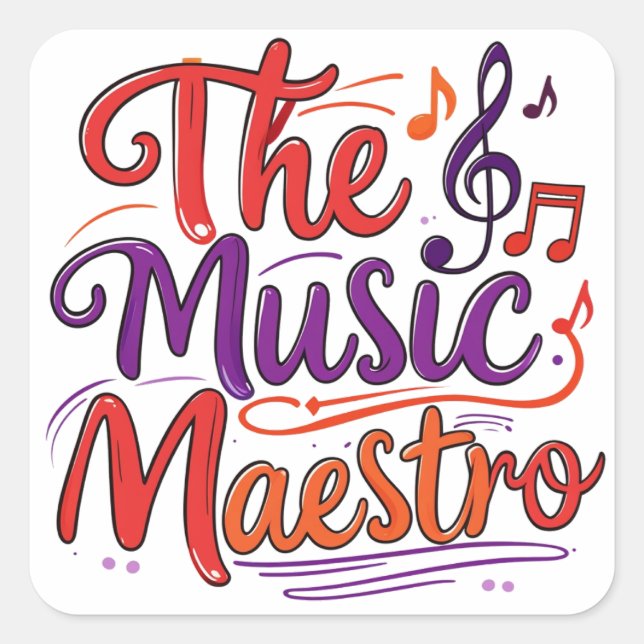 Pegatina Cuadrada El maestro de la música (Anverso)