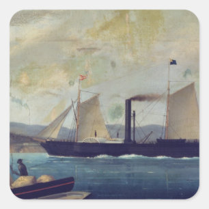 Pegatina Cuadrada El "Mallorcan", nave en el cual George Sand y Cho