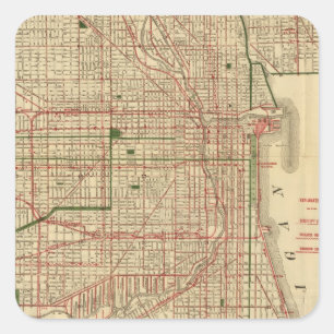 Pegatina Cuadrada El mapa de Blanchard de Chicago