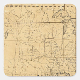 Pegatina Cuadrada El mapa de los niños de los Estados Unidos