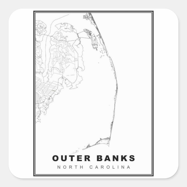 Pegatina Cuadrada El mapa de Outer Banks (Anverso)
