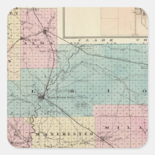 Pegatina Cuadrada El mapa del condado de Jackson, Plat de amistad