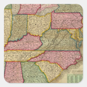 Pegatina Cuadrada El mapa nacional de Mitchell de la república