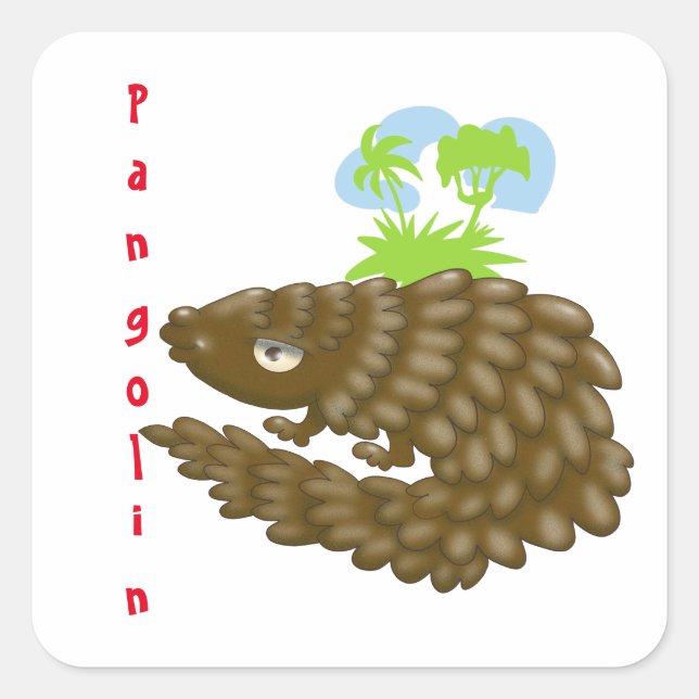 Pegatina Cuadrada El Maravilloso Pangolin (Anverso)