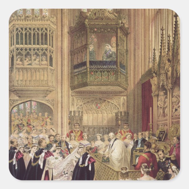 Pegatina Cuadrada El matrimonio de Eduardo VII (Anverso)