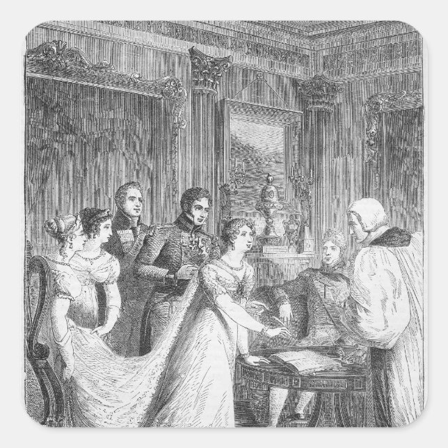 Pegatina Cuadrada El matrimonio de la princesa Charlotte de (Anverso)