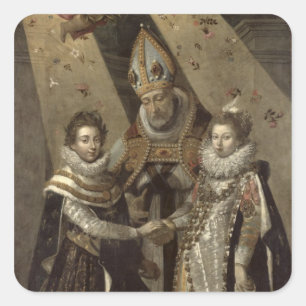 Pegatina Cuadrada El matrimonio de Luis XIII