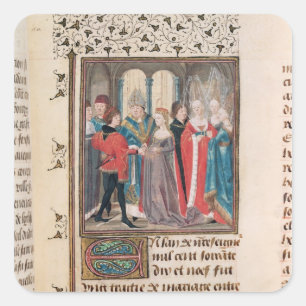 Pegatina Cuadrada El matrimonio de Philippe Auguste Rey de Francia