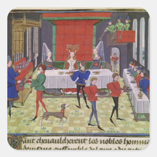 Pegatina Cuadrada El matrimonio de Renaud de Montauban y Clarisse (Anverso)