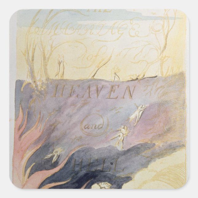 Pegatina Cuadrada El matrimonio del cielo y el infierno (Anverso)