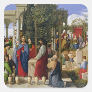 Pegatina Cuadrada El matrimonio en Cana, 1819