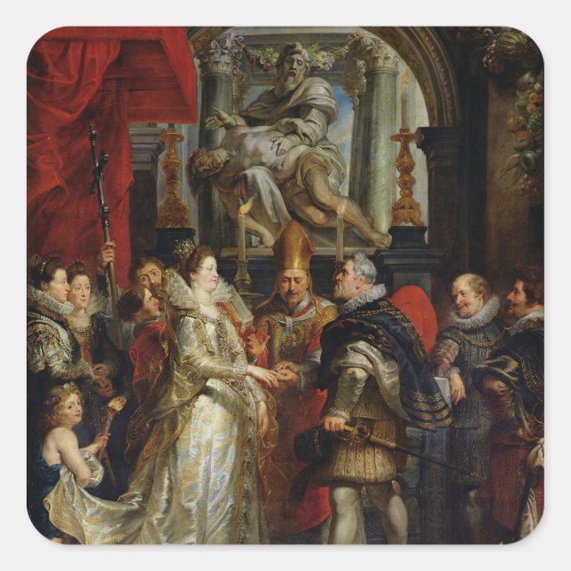 Pegatina Cuadrada El matrimonio por delegación (Anverso)