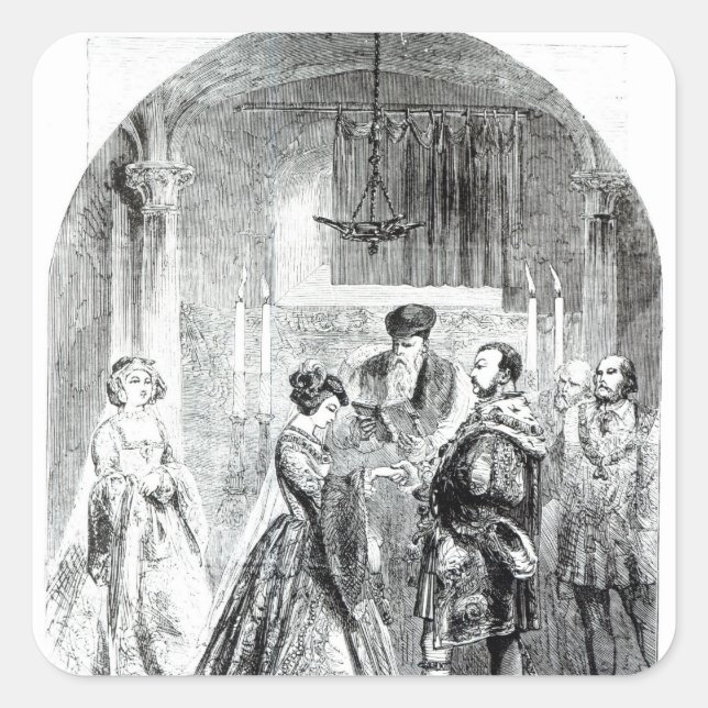 Pegatina Cuadrada El matrimonio privado de Anne Boleyn (Anverso)
