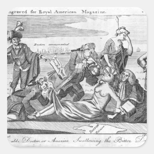 Pegatina Cuadrada El Médica capaz o la deglución de Estados Unidos (Anverso)