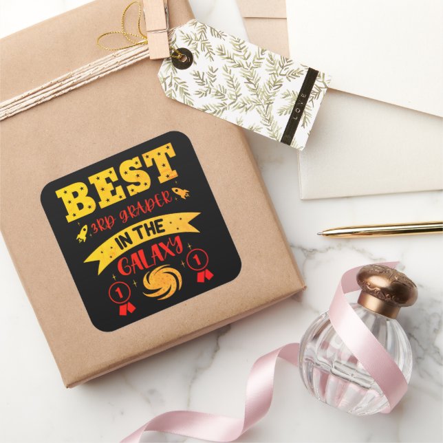 Pegatina Cuadrada EL MEJOR 3º GRADO EN LA GALAXIA gracioso lindo (Regalar)