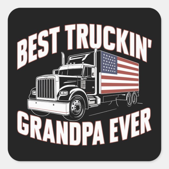 Pegatina Cuadrada El mejor abuelo de la camioneta (Anverso)
