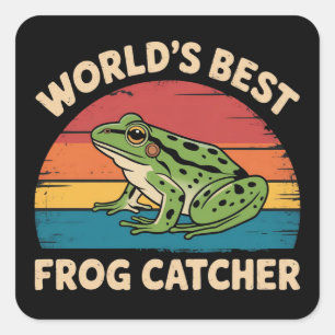 Pegatina Cuadrada El Mejor Cazador de Ranas del Mundo Divertido Meme
