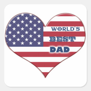 Pegatina Cuadrada El mejor corazón de la bandera estadounidense de p