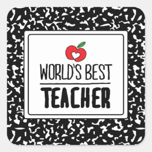 Pegatina Cuadrada El mejor día del profesorado de aprecio en el mund