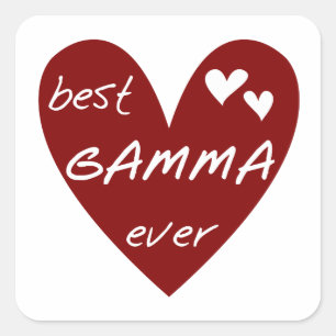 Pegatina Cuadrada El mejor Gamma del corazón rojo camisetas y regalo