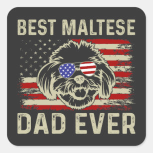 Pegatina Cuadrada El mejor padre maltés de la historia: Perro maltés