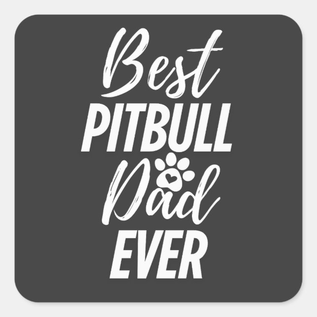 Pegatina Cuadrada El mejor papá de Pitbull (Anverso)