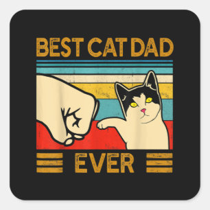 Pegatina Cuadrada El mejor papá del gato es siempre divertido papá d