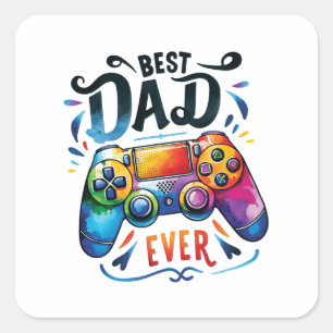 Pegatina Cuadrada El mejor papá del jugador