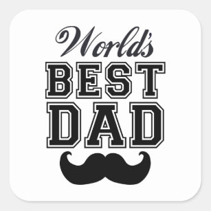 Pegatina Cuadrada El mejor papá del mundo con el bigote