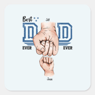 Pegatina Cuadrada El mejor papá jamás Personalizado Fist Bump - Un n