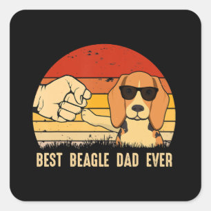 Pegatina Cuadrada El Mejor Regalo Retro De Beagle Dog Dad Para Beagl