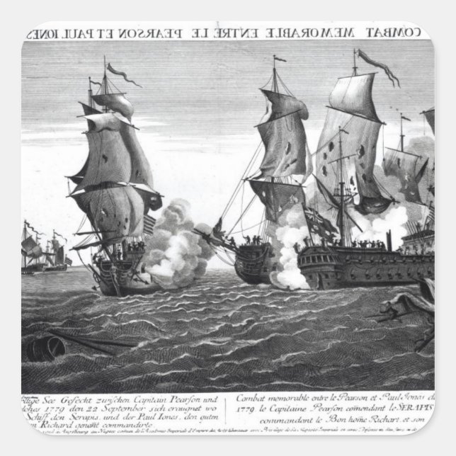 Pegatina Cuadrada El Memorable Combate Entre El Capitán Pearson (Anverso)