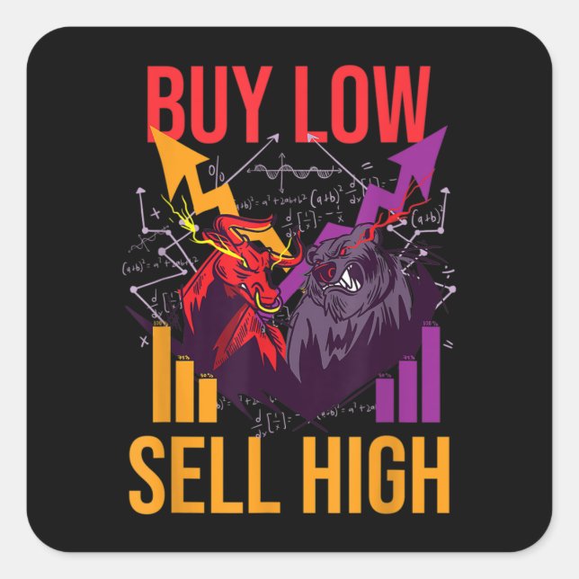 PEGATINA CUADRADA EL MERCADO BULL COMPRA UN MERCADO DE ACCIONES DE C (Anverso)