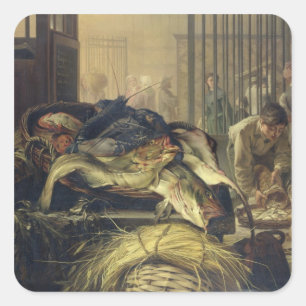Pegatina Cuadrada El mercado de la pesca