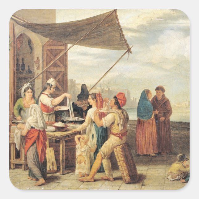 Pegatina Cuadrada El mercado italiano (Anverso)