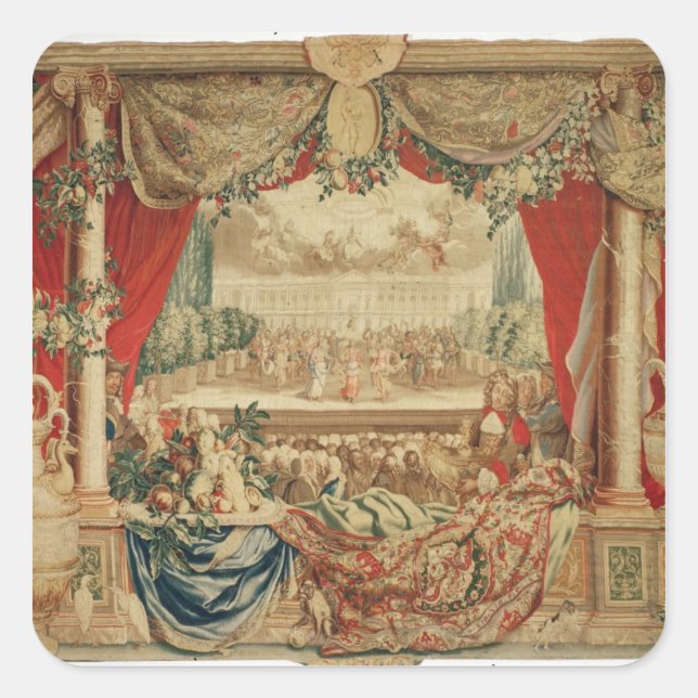 Pegatina Cuadrada El mes de enero/el Louvre (Anverso)