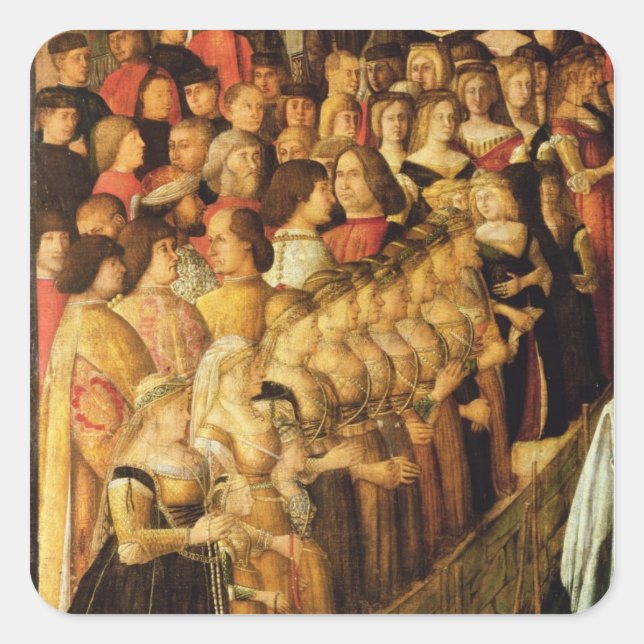 Pegatina Cuadrada El milagro de la cruz en el puente de San Lorenzo, (Anverso)