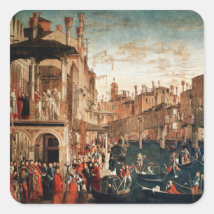 Pegatina Cuadrada El milagro de la reliquia de la cruz verdadera