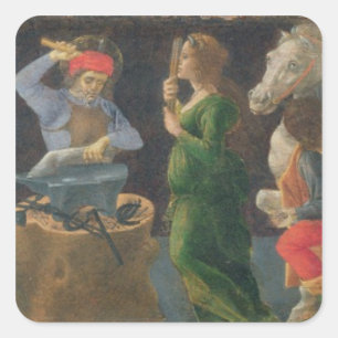 Pegatina Cuadrada El milagro de San Eligio, panel predecesor de