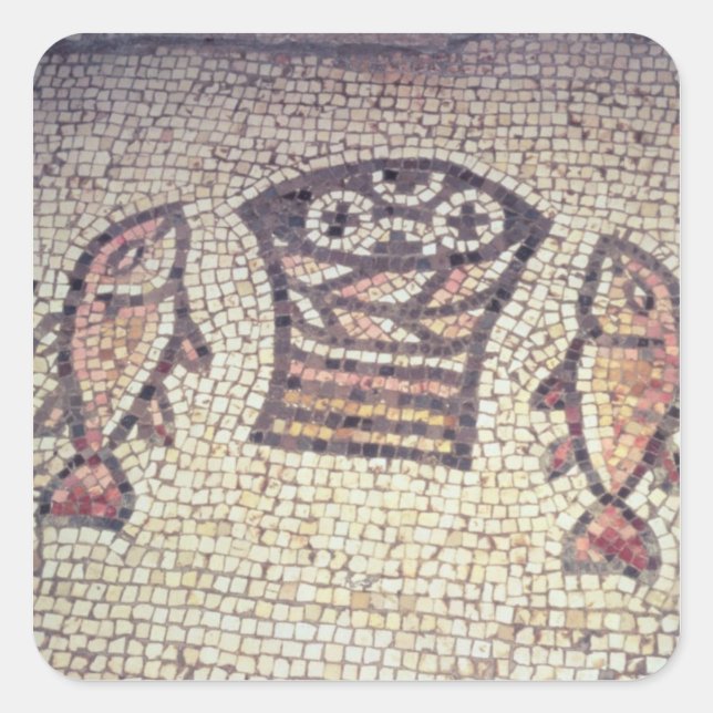 Pegatina Cuadrada El milagro del pan y los peces (Anverso)