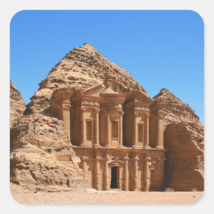 Pegatina Cuadrada El monasterio Petra Jordan