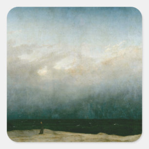 Pegatina Cuadrada El monje junto al mar, de Caspar David Friedrich