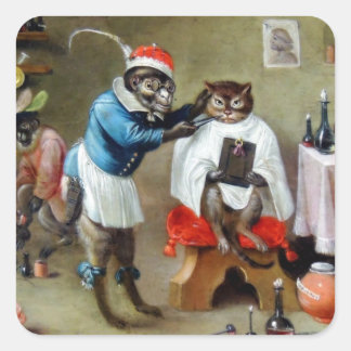 Pegatina Cuadrada El mono barbero