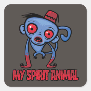 Pegatina Cuadrada El mono zombie es mi animal espiritual