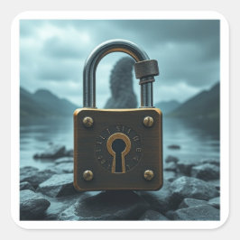 Pegatina Cuadrada El Monstruo de Lock Ness